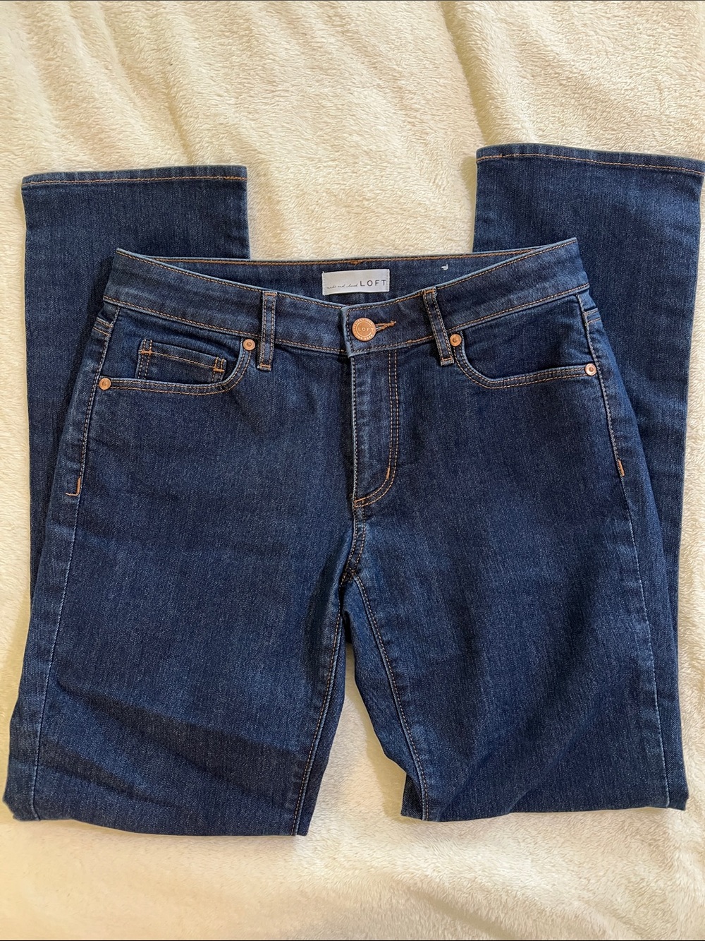 LOFT Curvy Straight Leg Dark Wash Jeans Classic 5 Pocket Like New